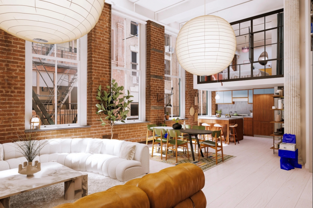 Open plan διαρρύθμιση loft διαμερίσματος