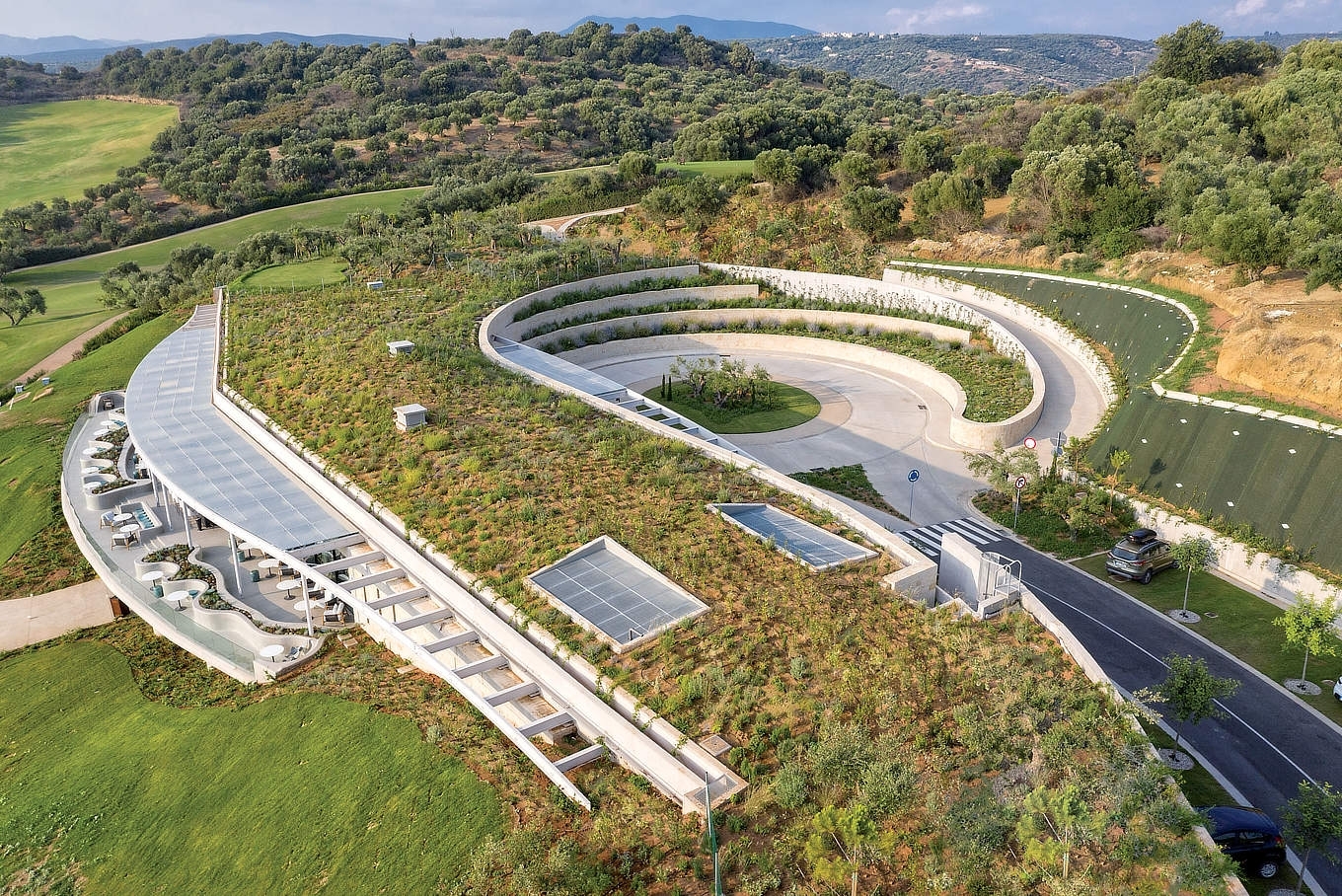 "THE BAY CLUBHOUSE", cave building at the golf course of Costa Navarino